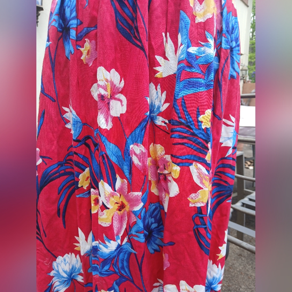 Japna Red and Blue Floral Halter Sundress Maxi Dress Small - Picture 3 of 8